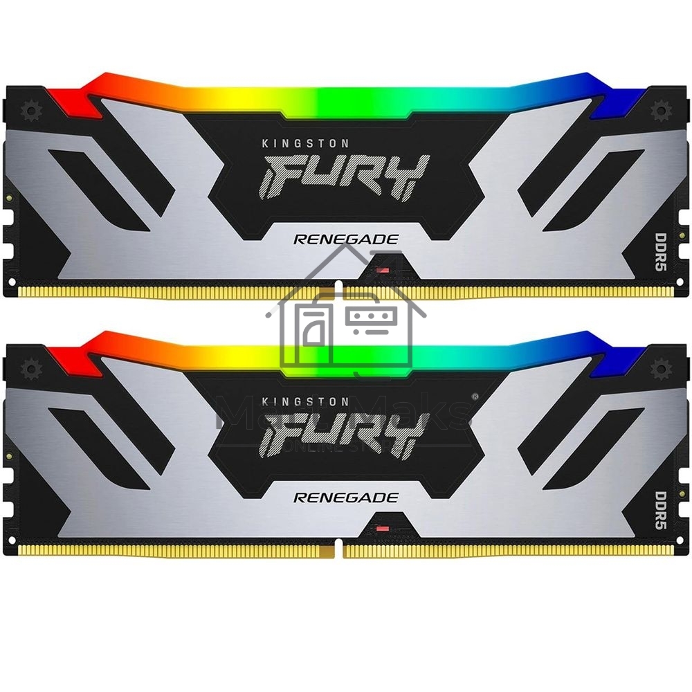 Оперативная память Kingston Fury Renegade, DDR5, 32GB (2x16GB), 8000MHz, CL38, DIMM, радиатор, RGB, серебристый/черный