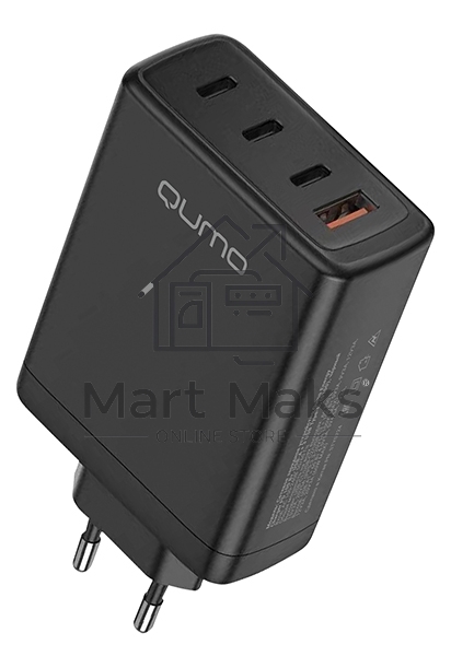 Сетевое зарядное устройство Qumo Energy Charger GaN PD 100 Вт, USB-A + 3 USB Type-C, (0100), черный