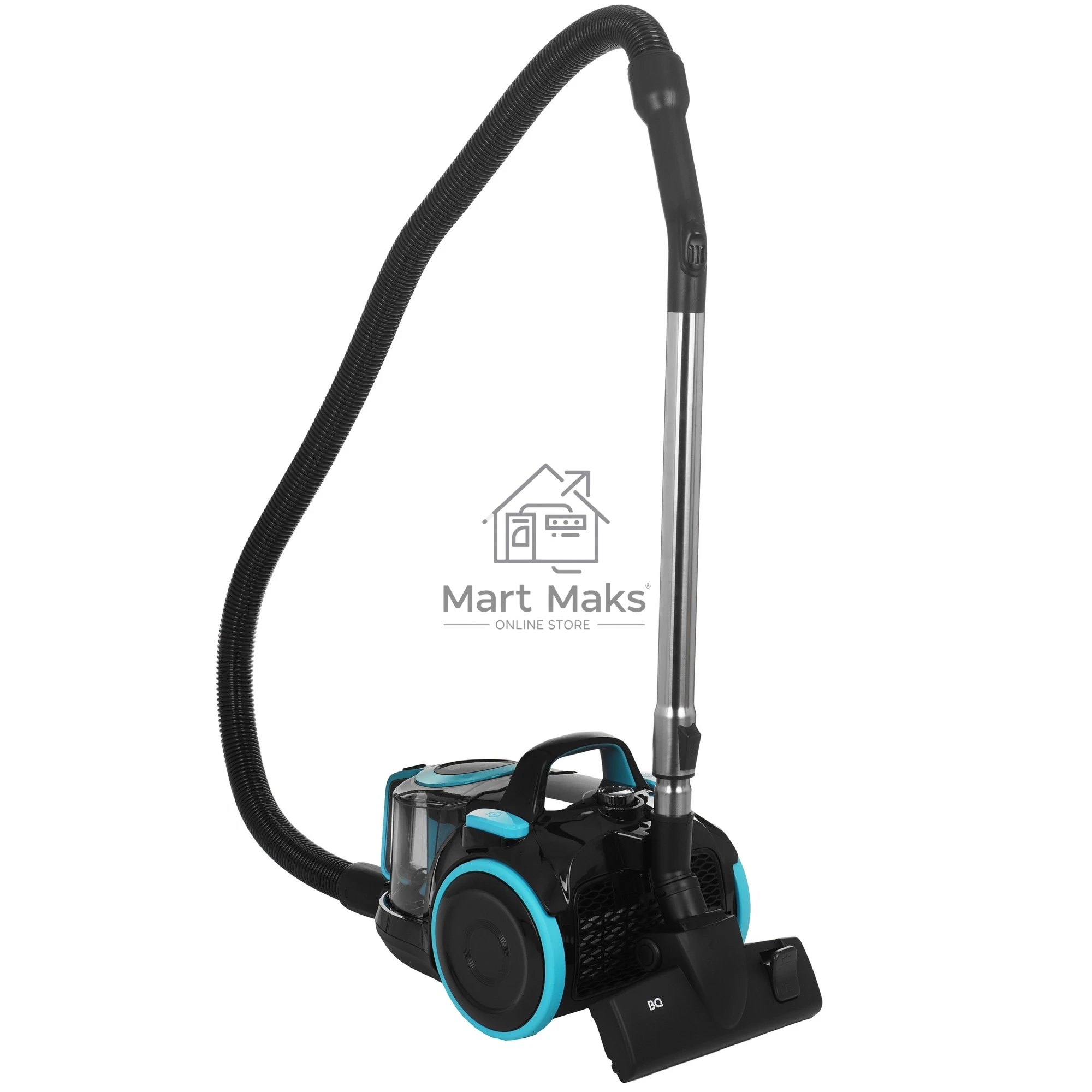 Пылесос BQ VC1810C черный/голубой, 380/1800 Вт, уборка сухая, пылесборник циклон 2.5 л