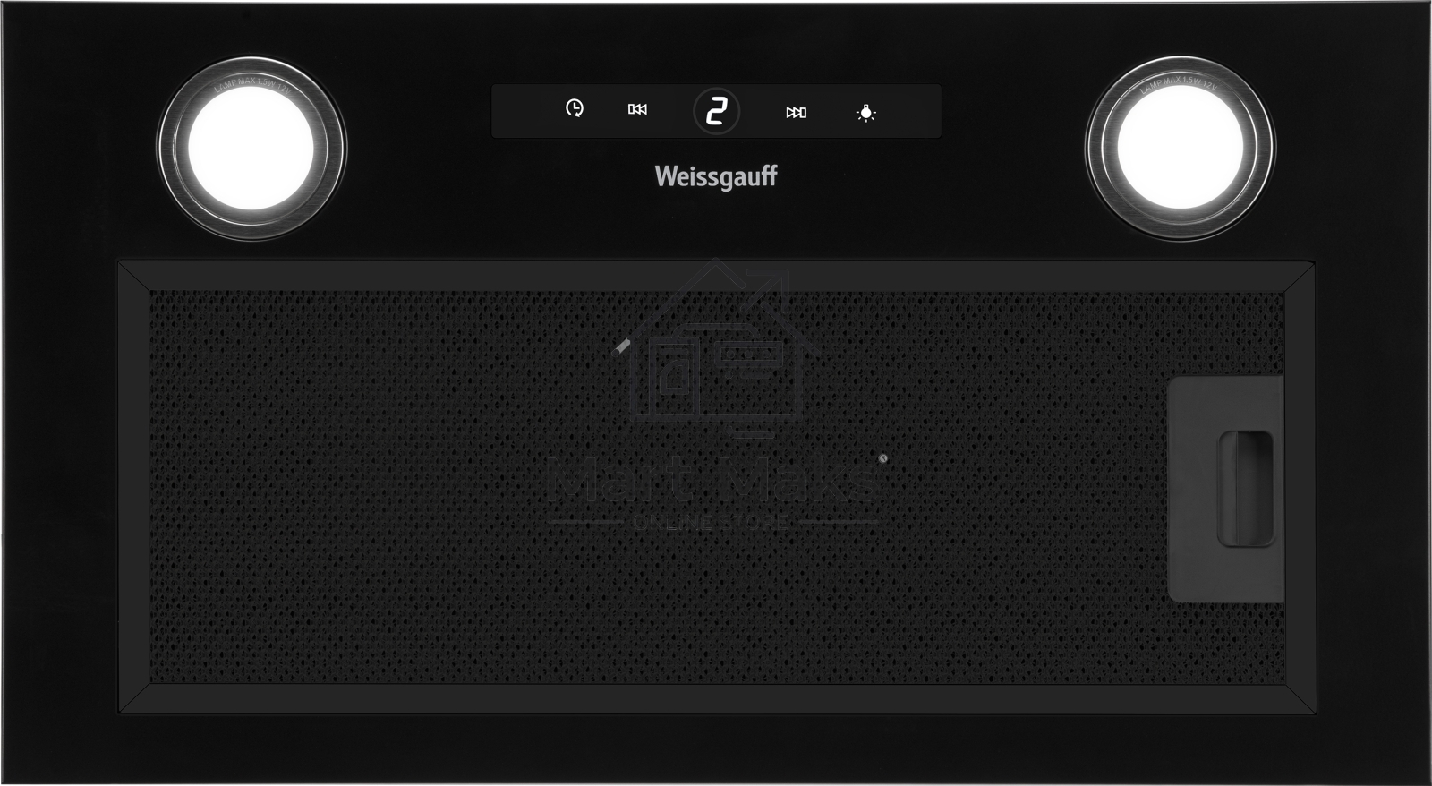 Вытяжка встраиваемая Weissgauff Box 1200 BL черный, 52 см, 900 куб. м/ч, 53 дБ