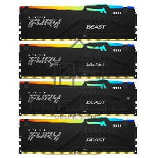Оперативная память Kingston Fury Beast, DDR5, 128Gb (4x32 GB), 5200 MHz, CL40, DIMM, с радиатором, RGB, черный