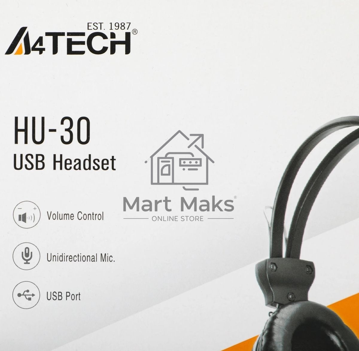 Гарнитура проводная с микрофоном A4Tech HU-30 черный 2м накладные USB оголовье