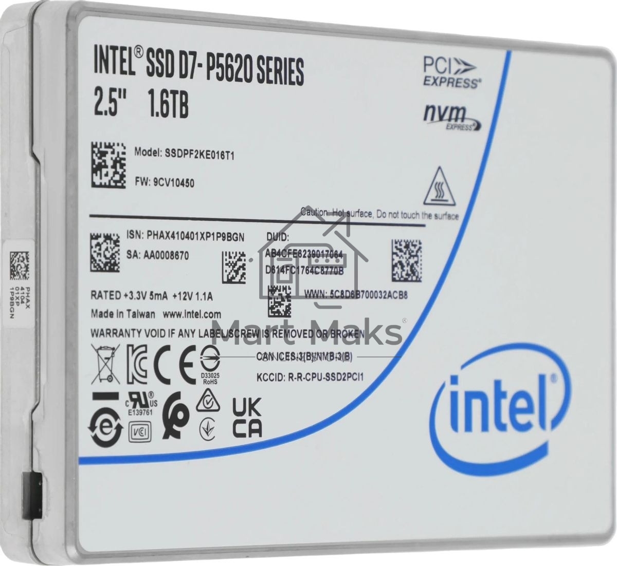 Накопитель SSD Intel Enterprise D7-P5620, 1.6Tb, U.2 2.5