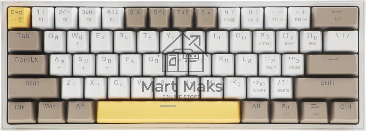 Клавиатура проводная REDRAGON Fizz RU,Rainbow,бежевый/желтый,red свитч