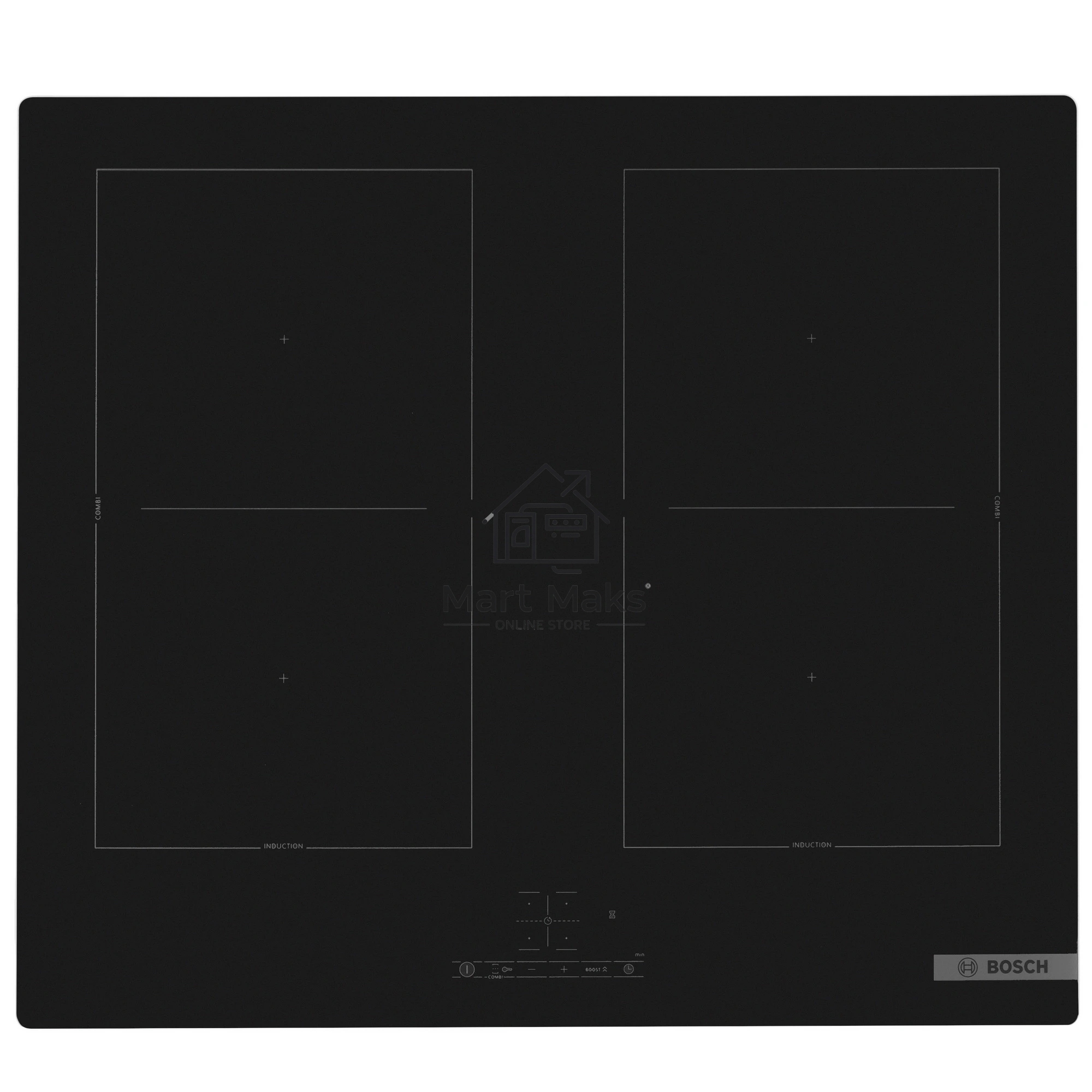 Индукционная варочная поверхность Bosch PVQ61RBB5E, 4 конфорки, с зоной расширения, стеклокерамика, 7400 Вт