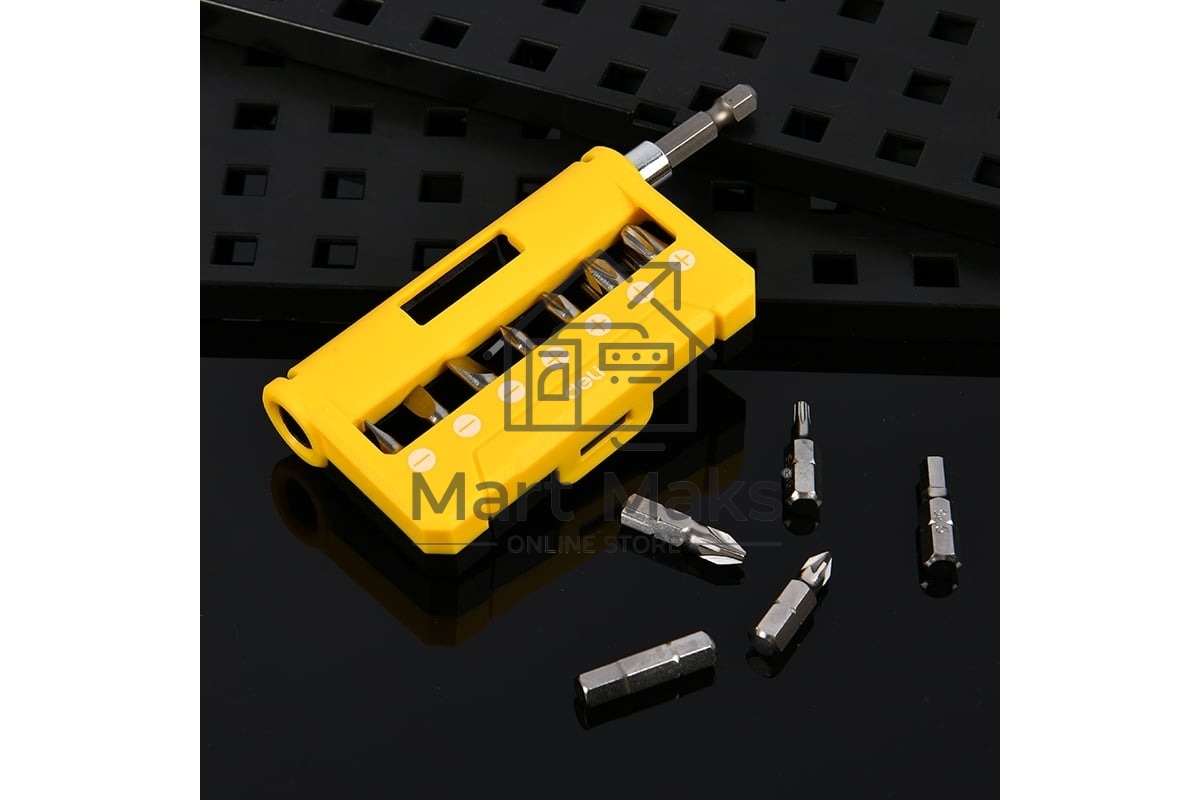 Набор бит 14 шт c держателем Deli DL251201 (SL4,SL5,SL6,PH0,PH1,PH2,PH3,T15,T20,T25,H5,H6,PZ1,PZ2), сталь S2, пласт.держатель