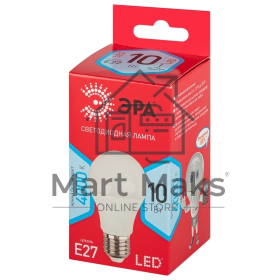 Лампа светодиодная Эра Б0049635 RED LINE LED A60-10W-840-E27 R 10 Вт груша нейтральный белый свет