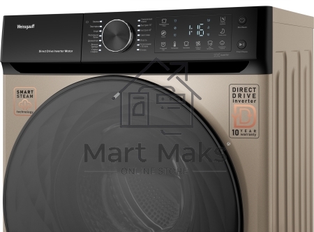 Стиральная машина Weissgauff WM 59411 Direct Drive Inverter Steam Champagne золотистая, загрузка фронтальная 11кг, 1400 об/мин., класс: A+++