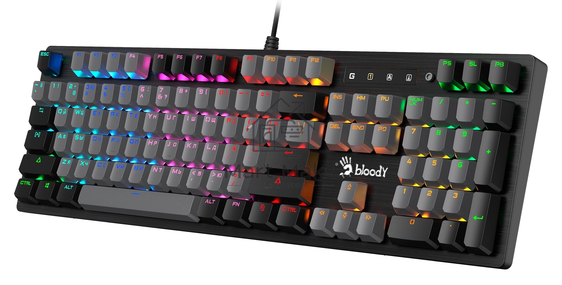 Клавиатура проводная A4Tech Bloody B828N USB черный/серый