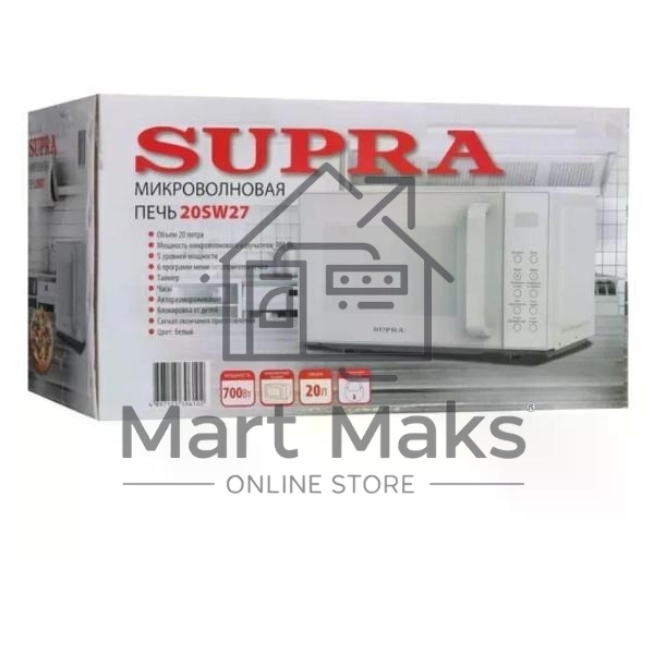 Микроволновая печь SUPRA 20SW27 белый, 20 л, 700 Вт, переключатели - сенсор