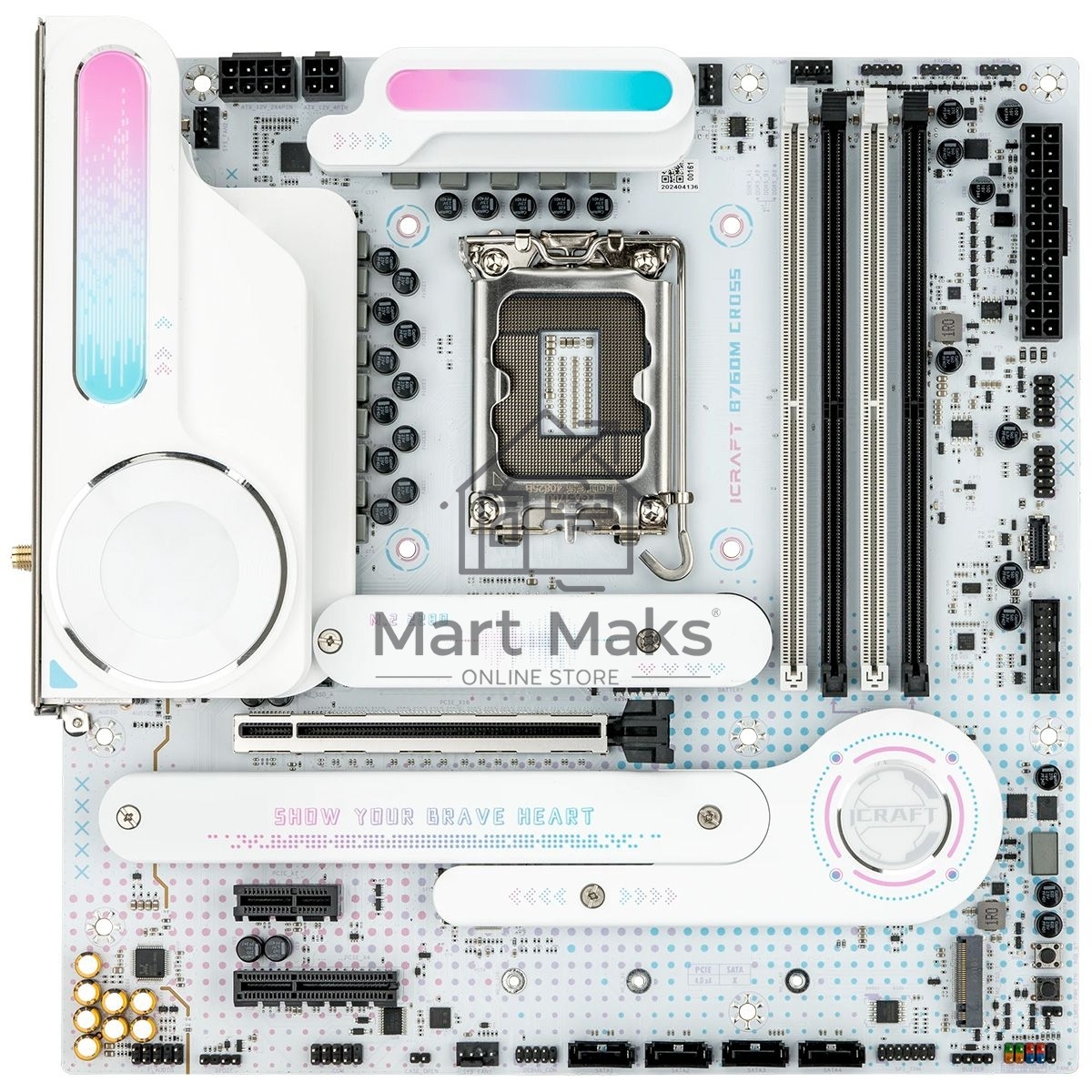 Материнская плата Maxsun iCraft B760M Cross, LGA 1700, Intel B760, 4xDDR5, 4xSATA, 1xM.2, 1xPCIe 5.0 x16, HDMI, DisplayPort, 2xUSB Type-C, 1x2.5Gb LAN, 7.1, microATX