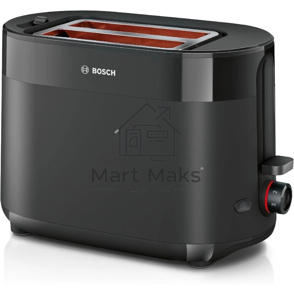 Тостер Bosch TAT2M123 черный, 950 Вт, 2 слота