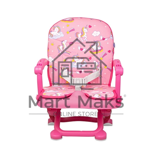 Стульчик для кормления BQ BCH012 Unicorns. Стульчик-бустер BQ BCH012. Гипоалергенные безопасные материалы/Съемный чехол из экокожи. Удобный, устойчив к загрязнению и легко моется/Съемная столешница/Безопасность малыша: устойчивая конструкция, нескользящие