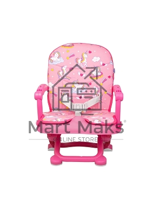 Стульчик для кормления BQ BCH012 Unicorns. Стульчик-бустер BQ BCH012. Гипоалергенные безопасные материалы/Съемный чехол из экокожи. Удобный, устойчив к загрязнению и легко моется/Съемная столешница/Безопасность малыша: устойчивая конструкция, нескользящие