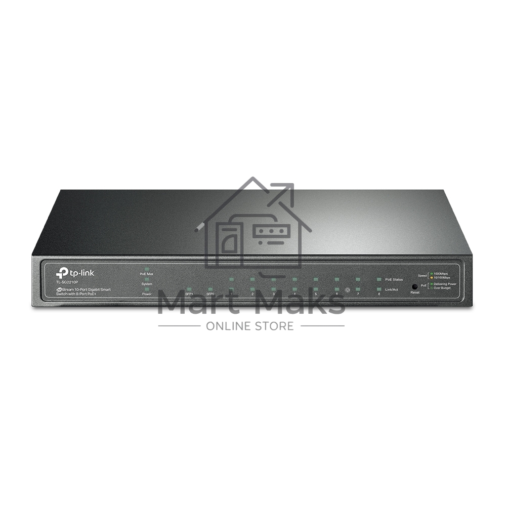Коммутатор TP-Link TL-SG2210P, 8×1 Гбит/с PoE+ + 2×1 Гбит/с SFP, управляемый