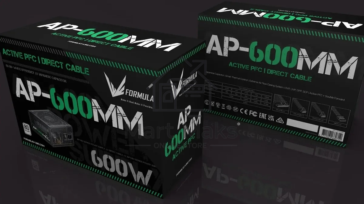 Блок питания Aerocool / Formula ATX 600W AP-600ММ 80 PLUS WHITE (20+4pin) APFC 120mm fan 6xSATA RTL