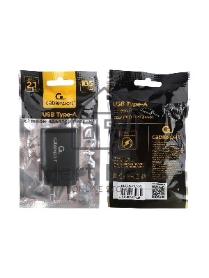 Зарядное устройство Cablexpert MP3A-PC-55, 10.5Вт, 2.1А, 1хUSB, черный, пакет