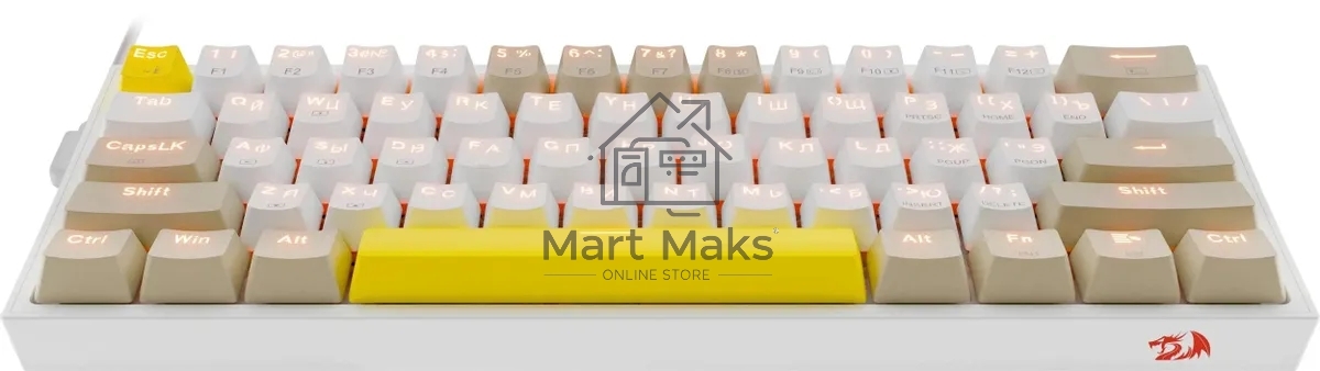 Клавиатура проводная REDRAGON Fizz RU,Rainbow,бежевый/желтый,red свитч