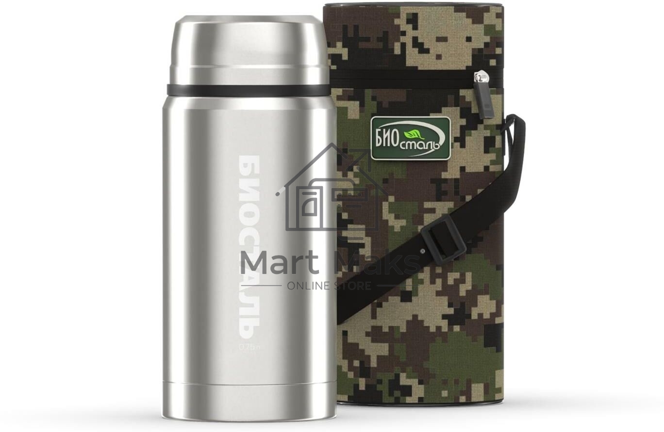 Термос BIOSTAL NTS-750B ОХОТА ш/г, суповой с ложкой, с термочехлом