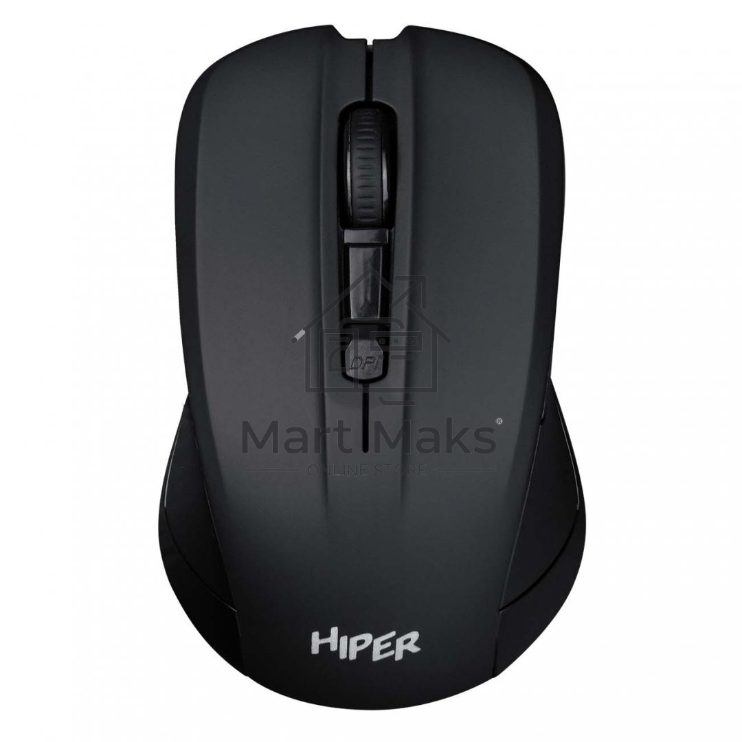 Мышь беспроводная HIPER HOMW-101, 1000-1600 dpi, оптический, 4 кнопки, Soft-touch покрытие, USB-приемник, 2,4 ГГц, батарея 1хАА, черный (HOMW-101)
