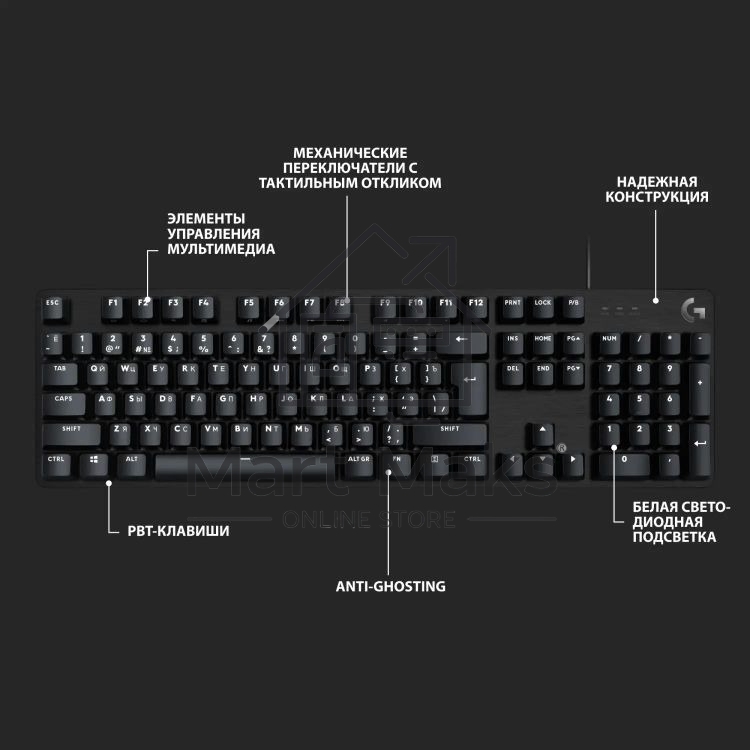 Клавиатура проводная Logitech Gaming Keyboard G413 SE Mechanical - RUS - USB - TACTILE SWITCH черный
