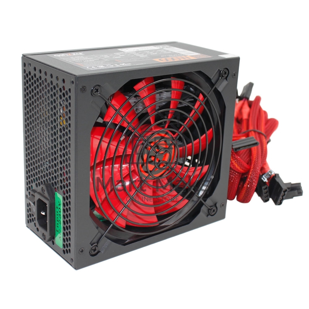 Блок питания Ginzzu PC600 Red, 600Вт, 80 PLUS, 140мм, черный / красный