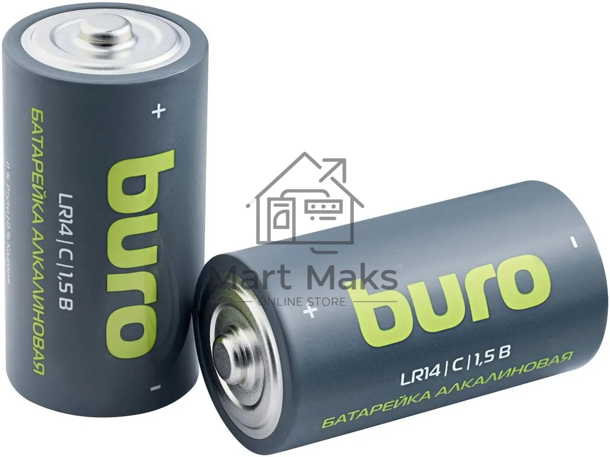 Батарея Buro Alkaline LR14 C 7500mAh (2шт) блистер, 1.5 В