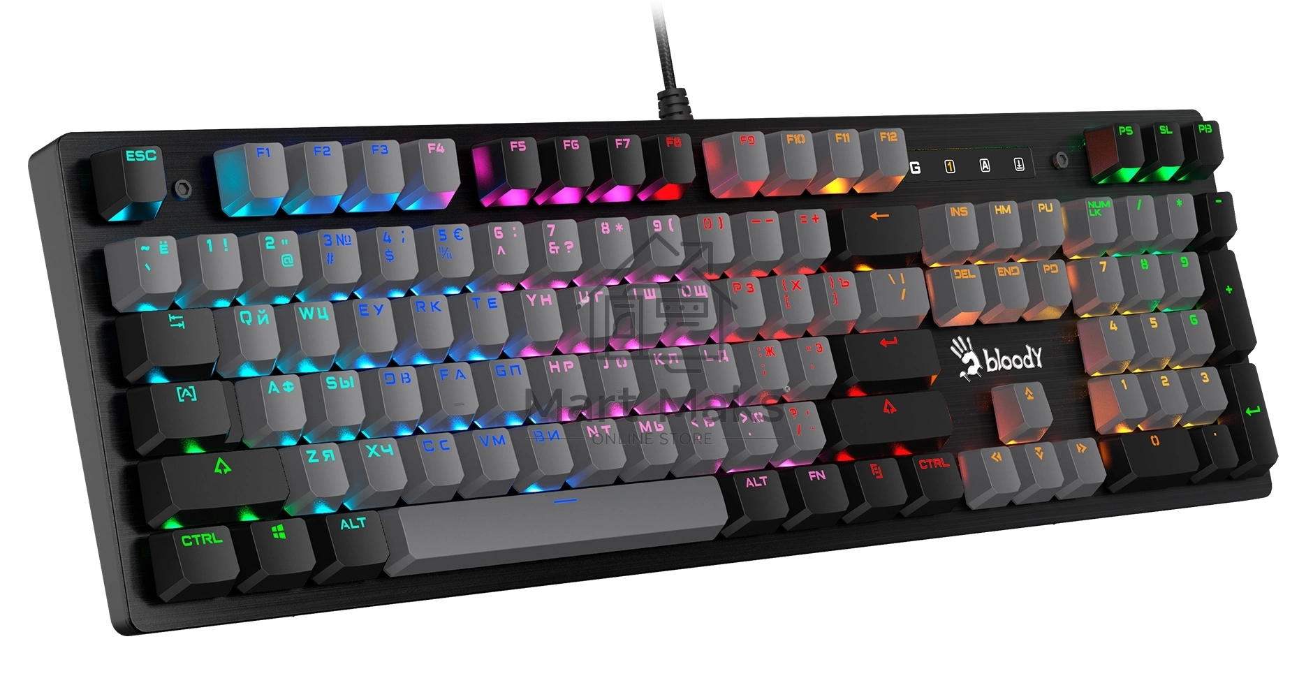 Клавиатура проводная A4Tech Bloody B828N USB черный/серый