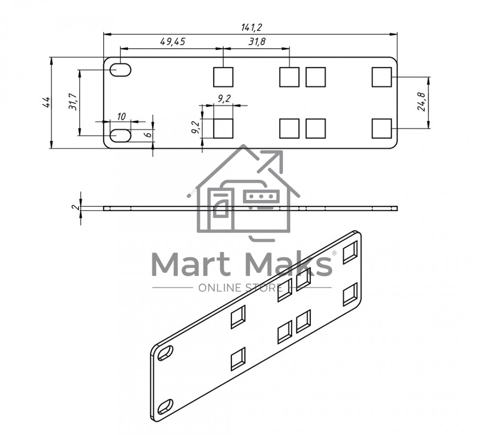 Кронштейн Hyperline, прямое, 141,2х44х2 мм (ВхШхГ), вертикальный, 19