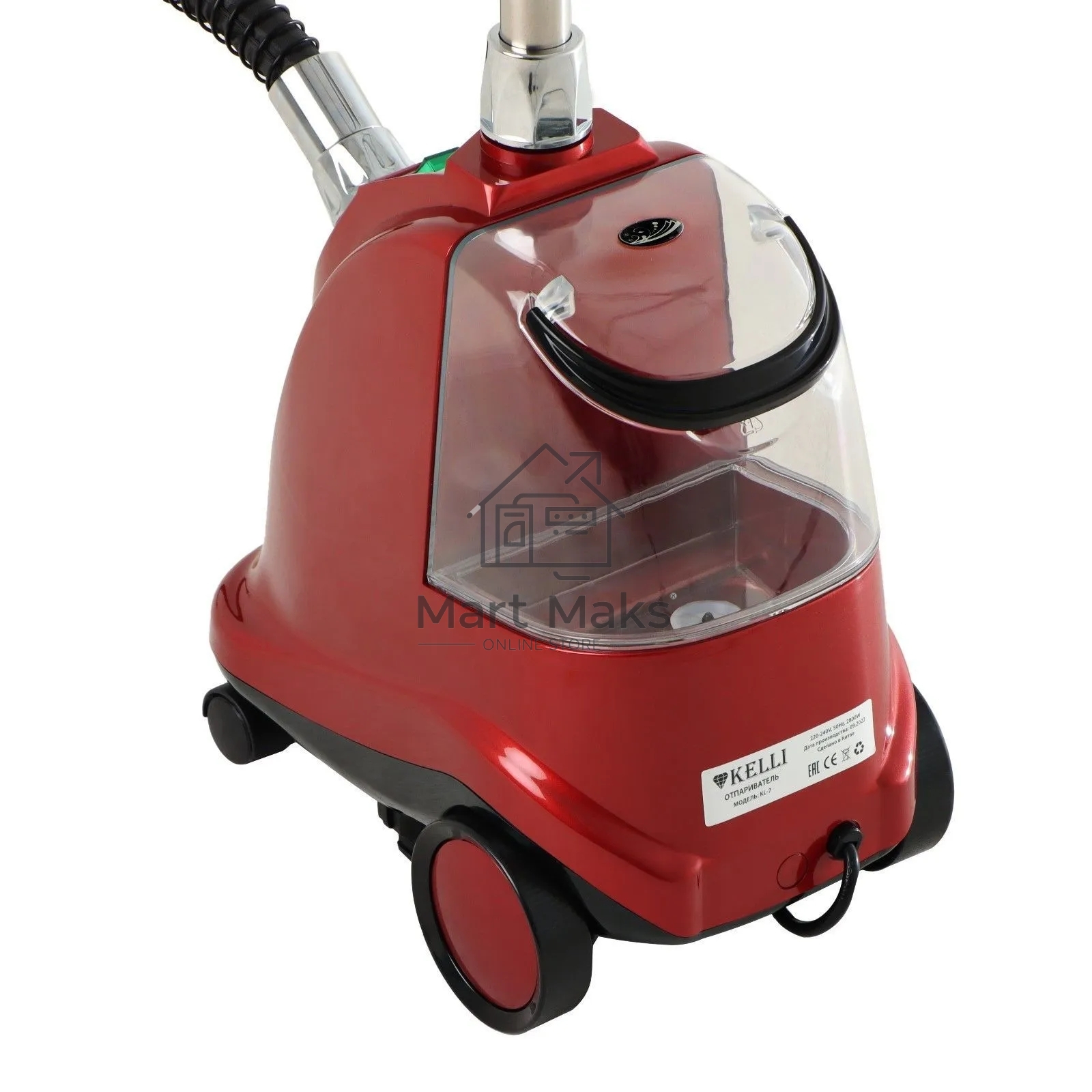 Отпариватель Kelli KL-7 красный, 2800 Вт, 90 г/мин, 3000 мл