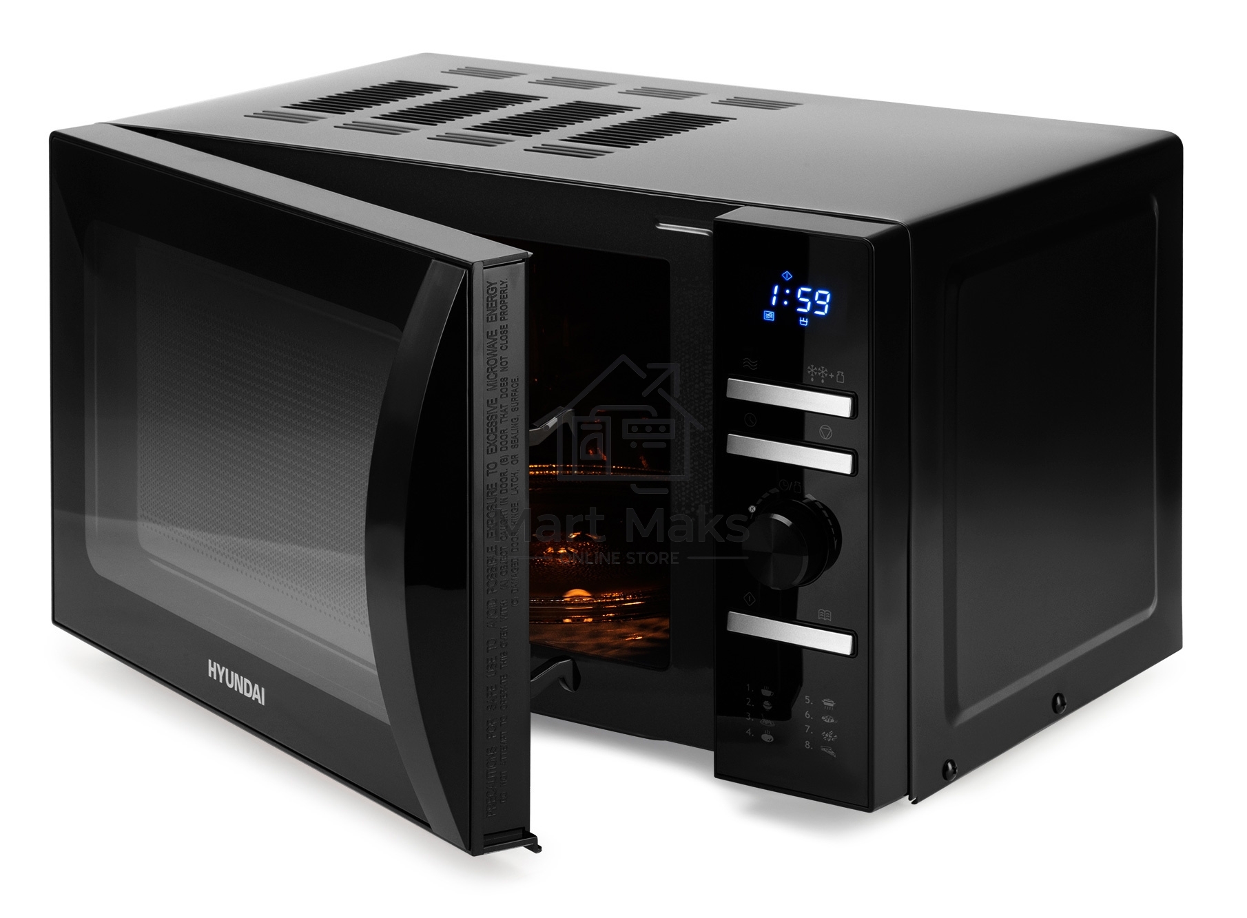 Микроволновая печь Hyundai HYM-D3031 черный, 20 л, 700 Вт, переключатели - поворотный механизм/кнопки