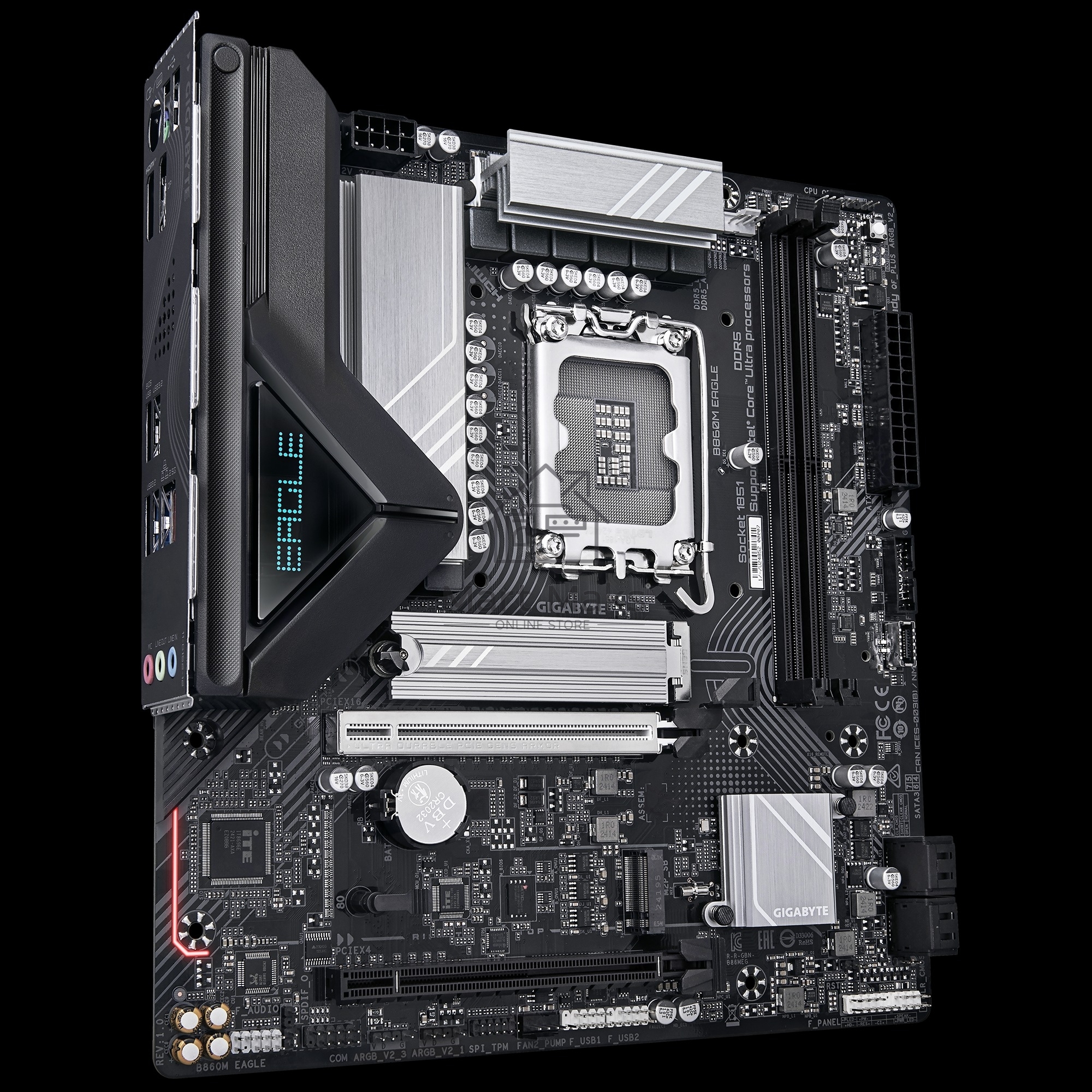 Материнская плата Gigabyte B860M EAGLE, LGA 1851, Intel B860, 2xDDR5, 4xSATA, 2xM.2, 1xPCI-E 5.0 x16, 1xPCI-E 4.0 x4, 1xHDMI, 1xDP, 1x 2.5Gb LAN, 3xUSB-A 3.2 Gen 1, 3xUSB-A 2.0, 3x3.5 мм, 7.1, Micro-ATX