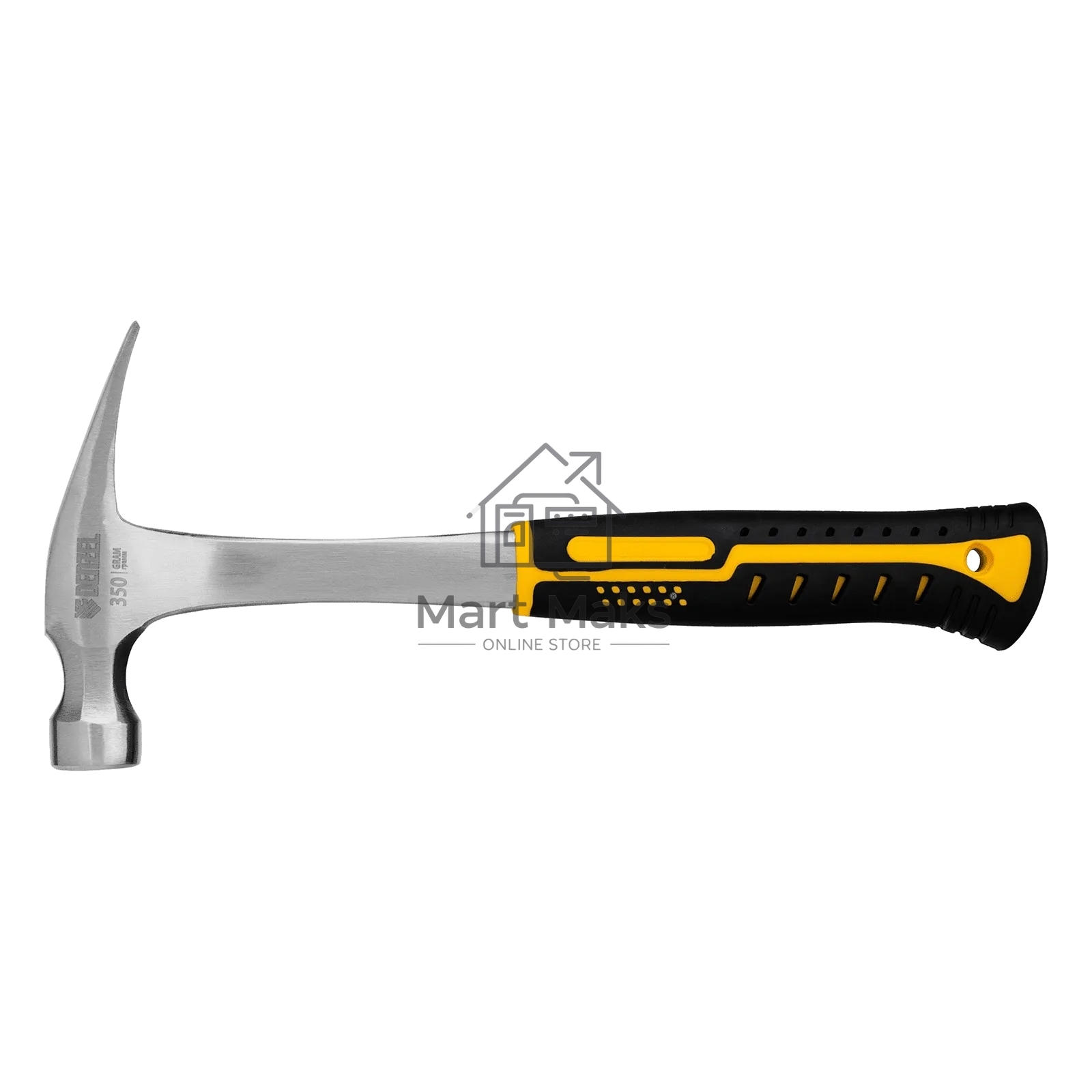 Молоток-гвоздодер Denzel 350 г, цельнометаллический, двухкомпонентная рукоятка