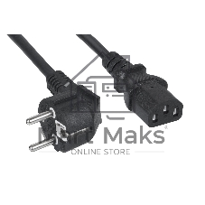 Кабель питания компьютера Cabeus PC-186-VDE-5M IEC 320 C13, вилка Schuko, 5 м, 10А, черный