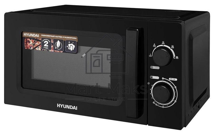 Микроволновая печь Hyundai HYM-M2008 черный, 20 л, 700 Вт, переключатели - поворотный механизм