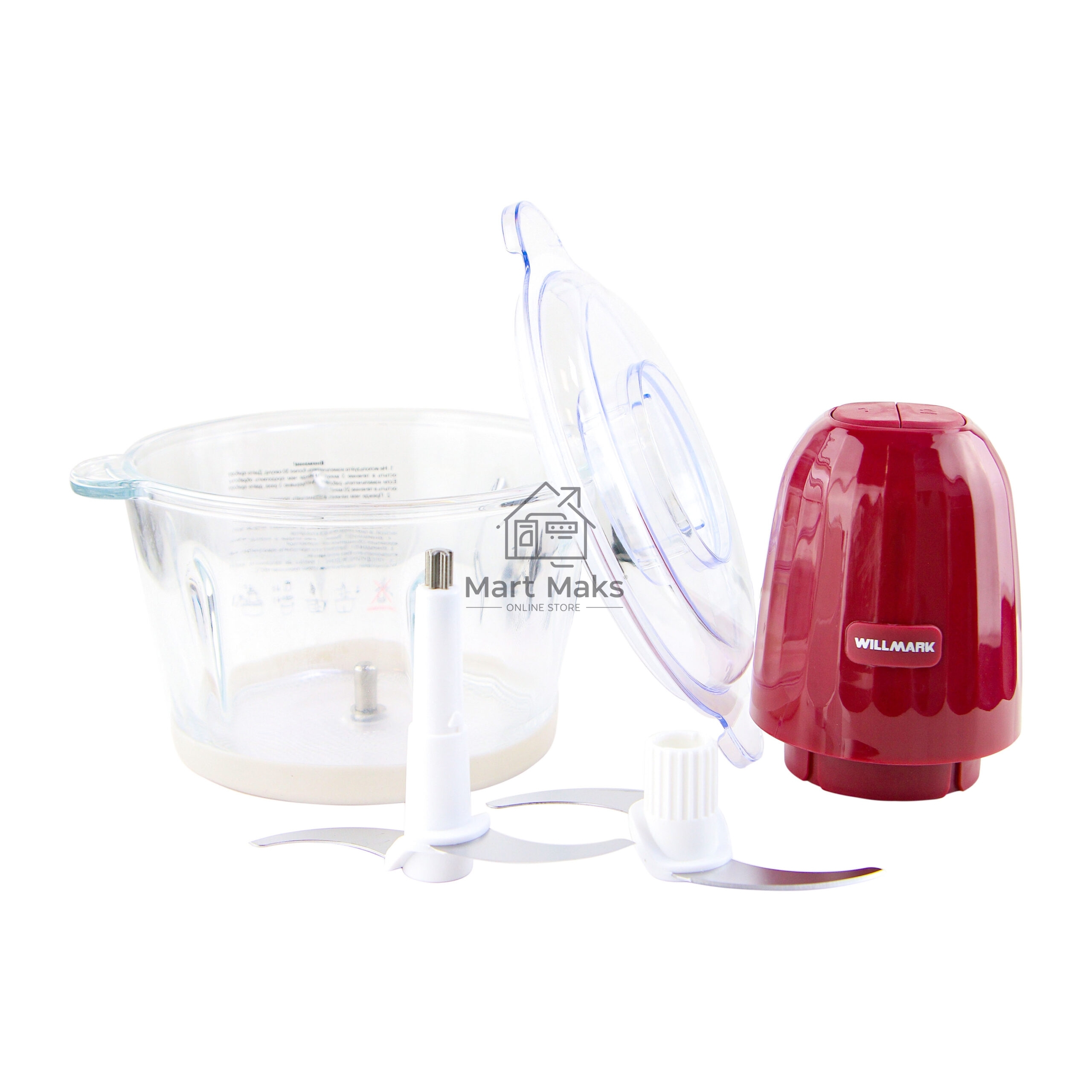 Измельчитель Willmark WMC-7088 (500Вт., стекл. чаша 2л., двойн. лезвия., рез. основание) пурпурный