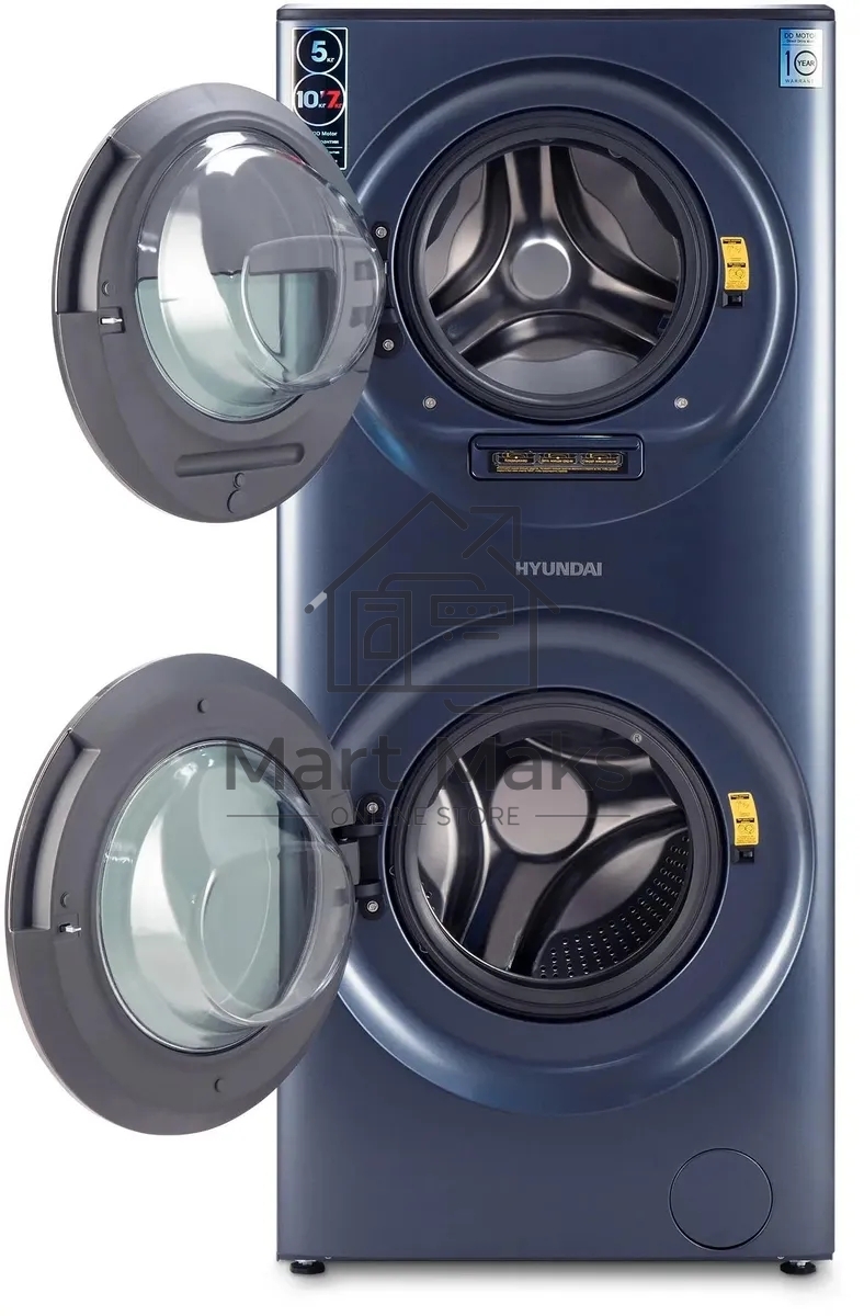 Стирально-сушильная машина Hyundai WMD9425 темно-синий, загр. фронтальная макс.: 15 кг 1400 об/мин класс: А+++