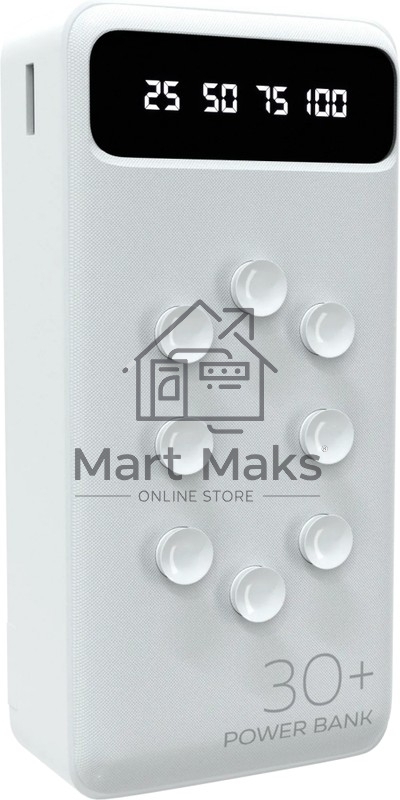 Портативный аккумулятор 30000mAh Smart 2USB 2.1A More choice PB42S-30, белый
