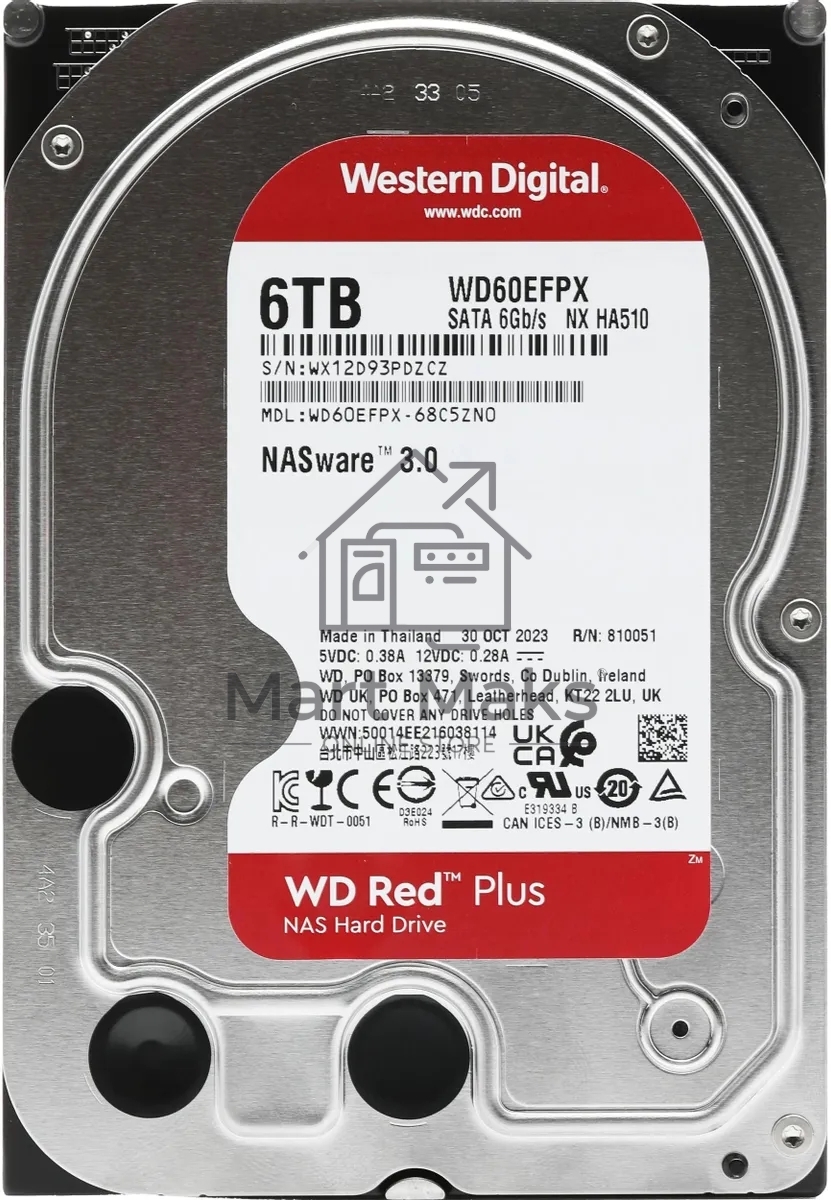 Жесткий диск Western Digital Red Plus WD60EFPX 6TB 3.5