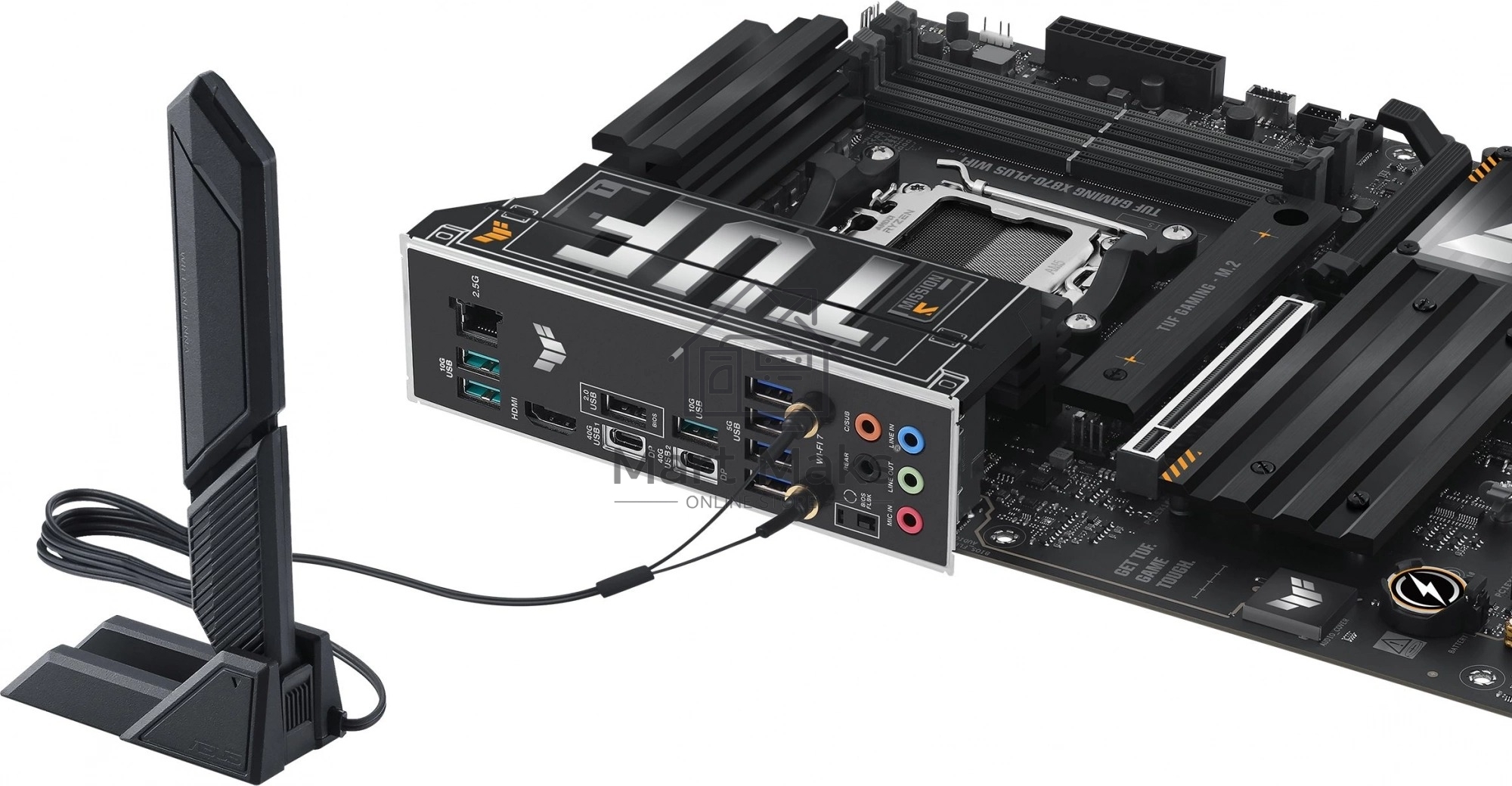 Материнская плата ASUS TUF GAMING X870-PLUS WIFI, AM5, AMD X870, 4xDDR5, 2xSATA, 4xM.2, 1xPCIe 5.0 x16, 1xPCIe 4.0 x4, 1xHDMI, 1xUSB-C 3.2 Gen 2, 1xUSB-C 3.2 Gen 2x2, 2xUSB-C 4.0, 1x 2.5Gb LAN, 1xUSB-A 2.0, 3xUSB-A 3.2 Gen 2, 4xUSB-A 3.2 Gen 1, 5x3.5 мм, 