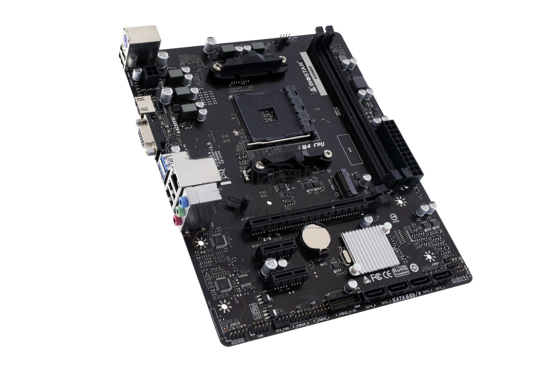 Материнская плата Biostar A520MHP, AM4, AMD A520, 2xDDR4, 4xSATA, 1xM.2, 1xPCI-E 3.0 x16, 2xPCI-E x1, 1xHDMI, 1xVGA, 1x 1Gb LAN, 2xUSB-A 3.2 Gen 1, 4xUSB-A 2.0, 3x3.5 мм, 7.1, Micro-ATX