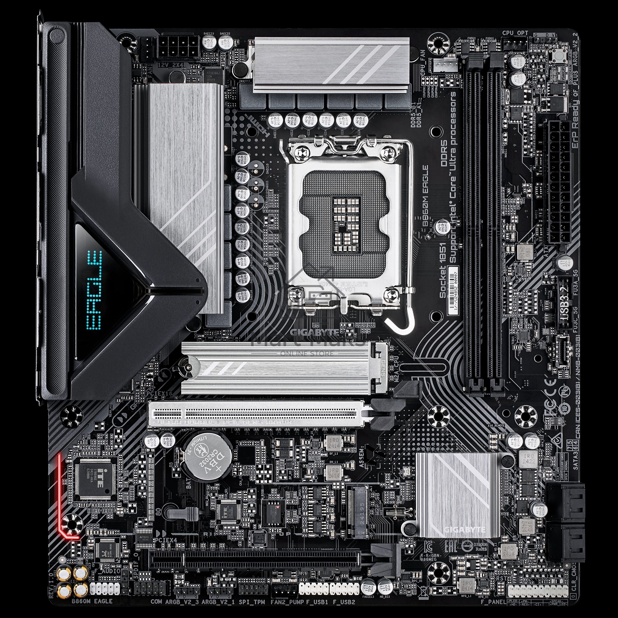 Материнская плата Gigabyte B860M EAGLE, LGA 1851, Intel B860, 2xDDR5, 4xSATA, 2xM.2, 1xPCI-E 5.0 x16, 1xPCI-E 4.0 x4, 1xHDMI, 1xDP, 1x 2.5Gb LAN, 3xUSB-A 3.2 Gen 1, 3xUSB-A 2.0, 3x3.5 мм, 7.1, Micro-ATX