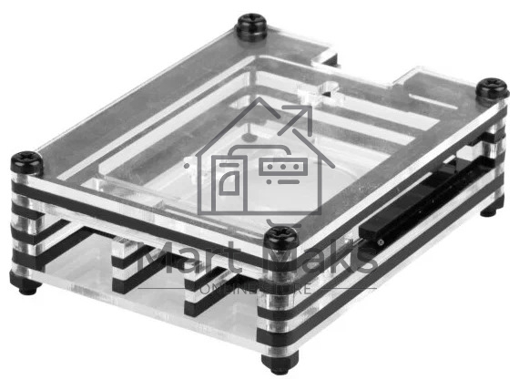 Корпус Qumo, 9-слойный акриловый + вентилятор, Raspberry Pi 4, black transparent(RS041)