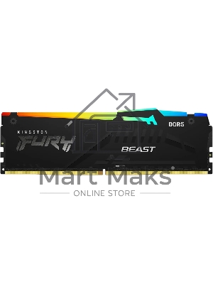 Оперативная память Kingston Fury Beast, DDR5, 16Gb (1x16GB), 5200MHz, CL40, DIMM, с радиаторами, RGB, черный