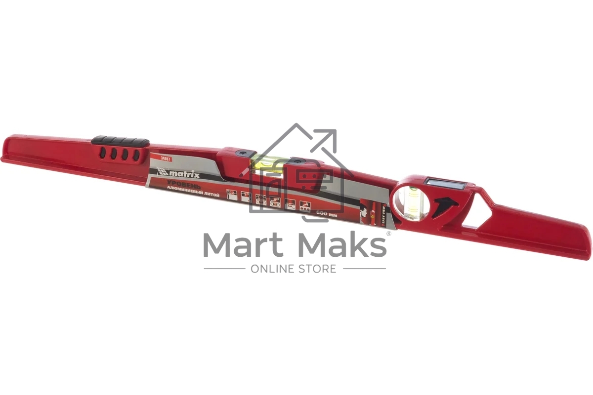 Уровень алюминиевый MATRIX 34907, 600 мм, литой, 2 глазка, ударная площадка