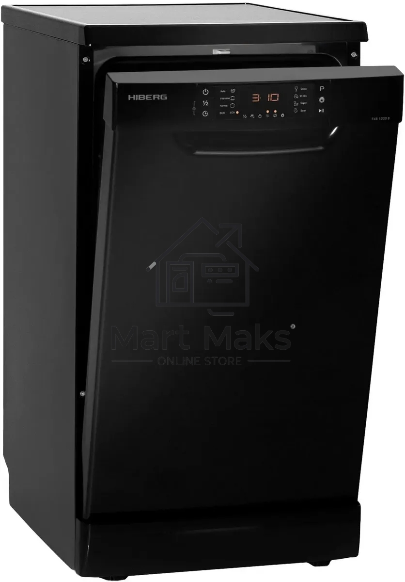 Посудомоечная машина HIBERG F48 1030 B, черный, 44.8 см, 10 компл., 49 дБ, класс A++