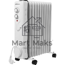 Масляный обогреватель Centek CT-6207 (11 секций) белый, 1000/1750/2500 Вт, 25 м2, 3 режима, термостат