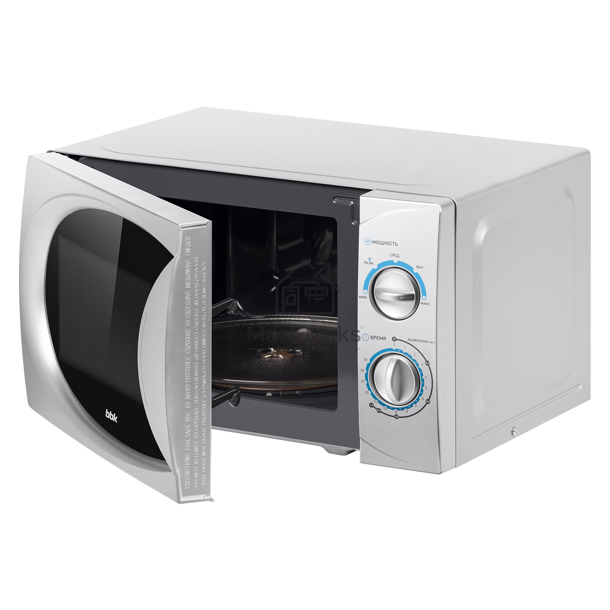 Микроволновая печь BBK 20MWS714MS серебро, 20 л, 700 Вт, поворотный механизм
