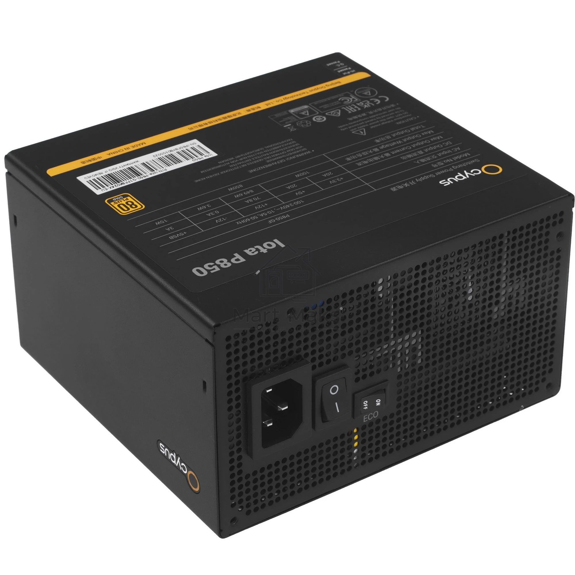 Блок питания 850W Ocypus Iota P850 (ATX, 80+ Gold, APFC, 20+4 pin, 120mm fan, PCI-E 6+2Px3, 8xSATA) (Iota-P850-G1FFBK024X-EU)