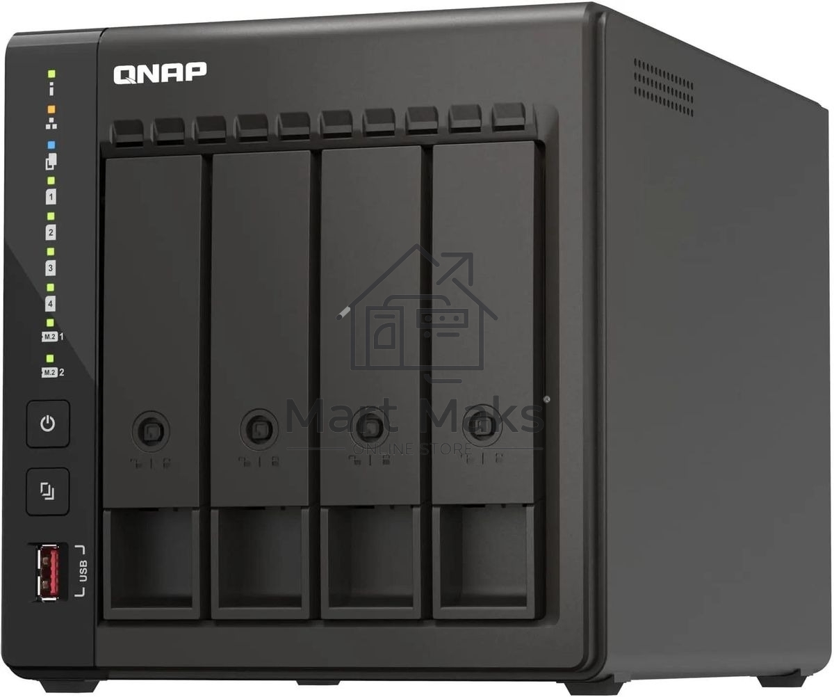 Сетевое хранилище SMB QNAP TS-453E-8G NAS, 4-tray w/o HDD. 2xHDMI-port. 4-core Celeron J6412 2-2.6 GHz, 8GB DDR, 2x2.5Gb LAN, 2 x M.2 2280 PCIe Gen 3 x2, 2x USB 3.2 Gen 2 (10Gbps) Port, 2x USB 2.0 port